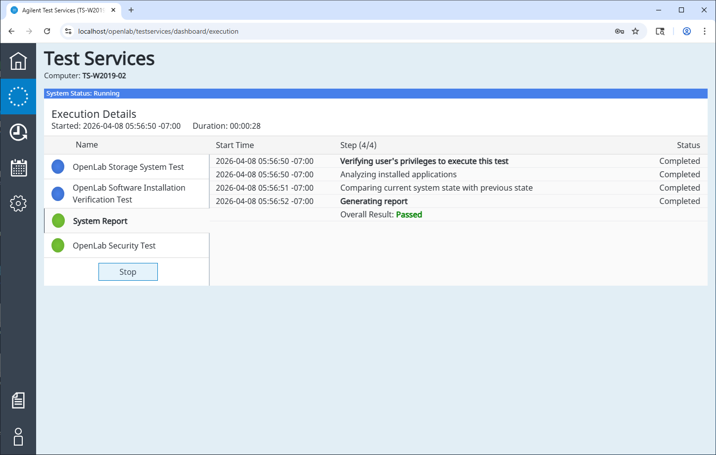 Figure 3. Execution Details shows progress of tests
